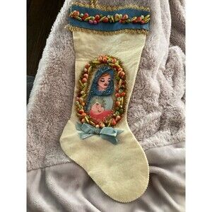 Vintage Homemade Christmas Stocking Sock Beautiful